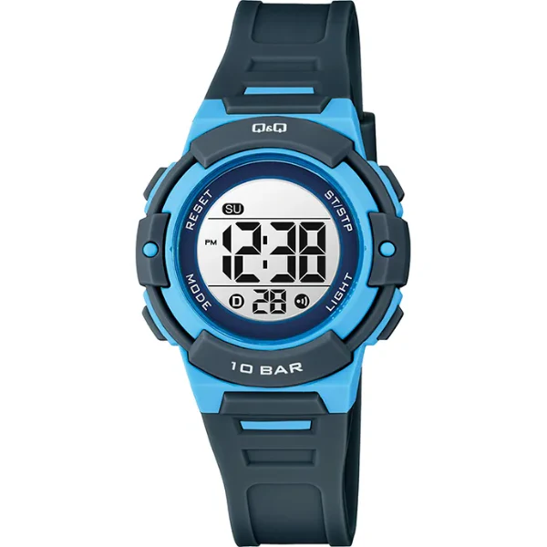Q&Q Dark Blue Resin Black Dial Quartz Watch for Kids - G32A002VY