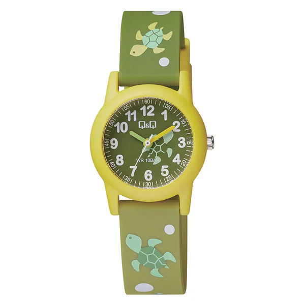 Q&Q Green Resin Strap Green Dial Quartz Watch for Kids - VR99J008Y