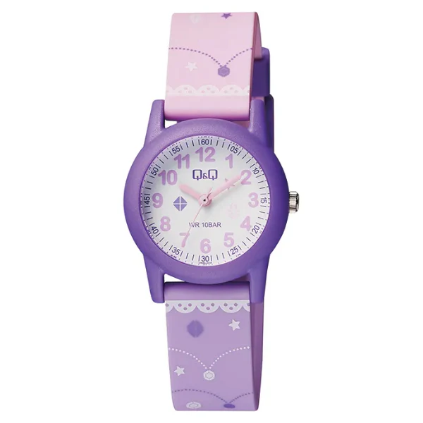 Q&Q Green Multi color White Dial Quartz Watch for Kids - VR99J006Y