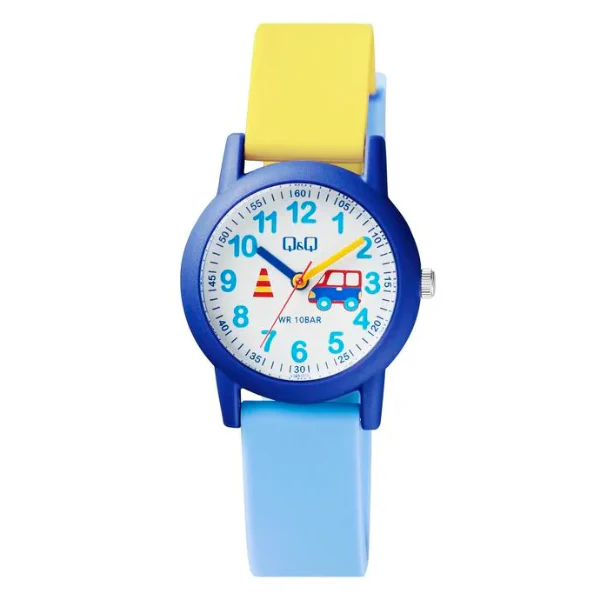 Q&Q Multi Color Resin White Dial Quartz Watch for Kids - VS49J010Y