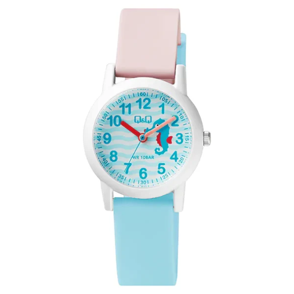 Q&Q Multi-Color Silicone Strap Blue Dial Quartz Watch for kids - VS49J001Y