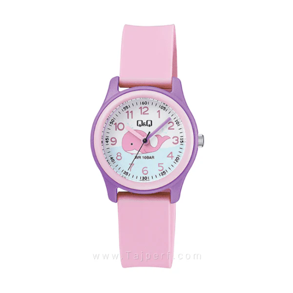 Q&Q Pink Resin Multi Color Dial Quartz Watch for Kids - VS59J001Y