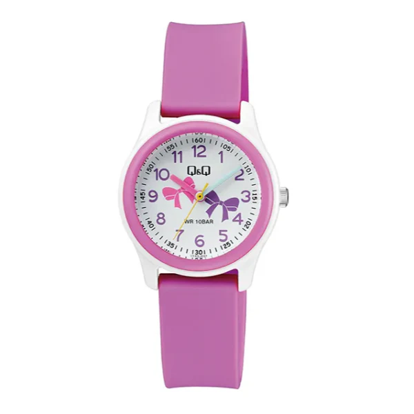 Q&Q Pink Resin White Dial Quartz Watch for Kids - VS59J002Y
