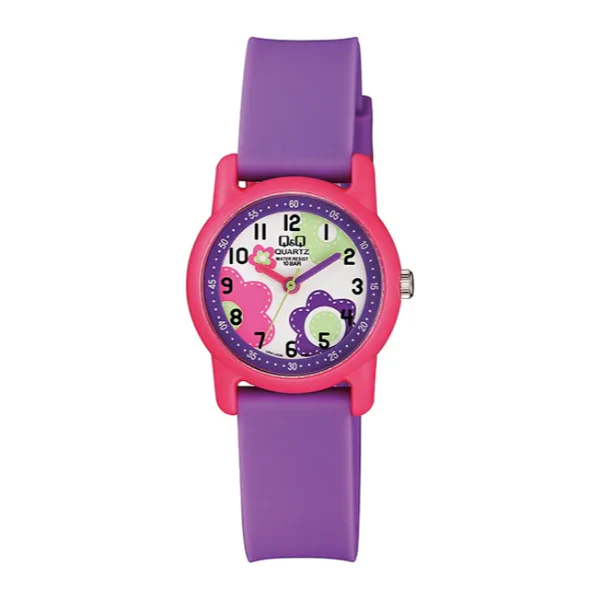 Q&Q Purple Resin Multi Color Dial Quartz Watch for Kids - VR41J006Y