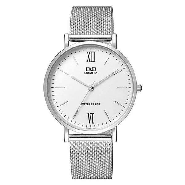 Q&Q Silver Stainless Steel Silver Dial Quartz Unisex Watch - QA20J211