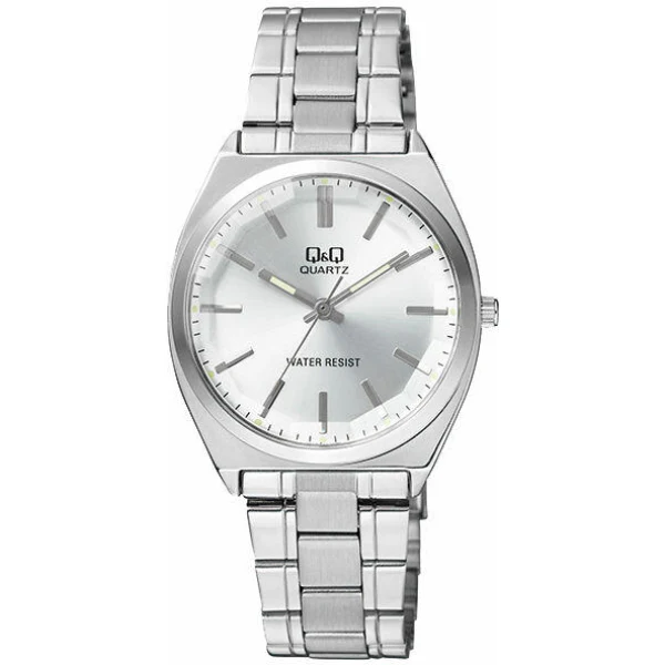 Q&Q Silver Stainless Steel Silver Dial Quartz Watch for Gents - QA74J201