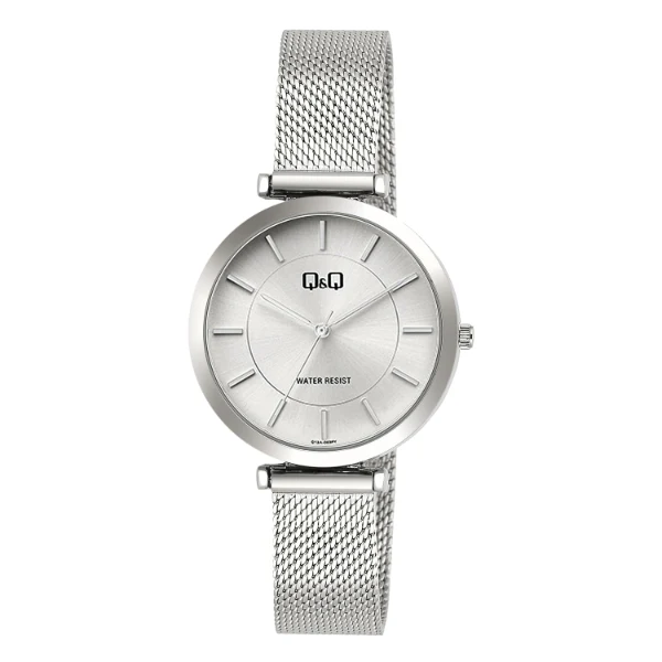 Q&Q Silver Stainless Steel Silver Dial Quartz Watch for Ladies - Q13A003PY