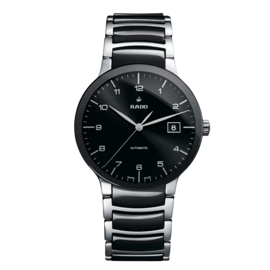 Rado Centrix Two-tone Ceramic Strap Black Dial Automatic Watch for Gents - R30941162 - Image 2