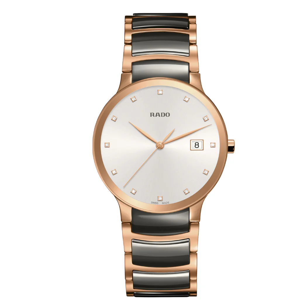 Rado Centrix Two-tone High-tech ceramic White Dial Quartz Watch for Gents - R30554762