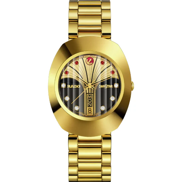 Rado Diastar Original Gold Stainless Steel Black Dial . Automatic Watch for Gents - R12413474