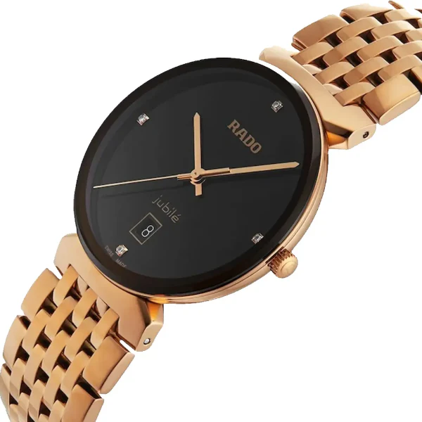 Rado Florence Classic Gold Stainless Steel Black Dial Quartz Unisex Watch- R48916703 - Image 2