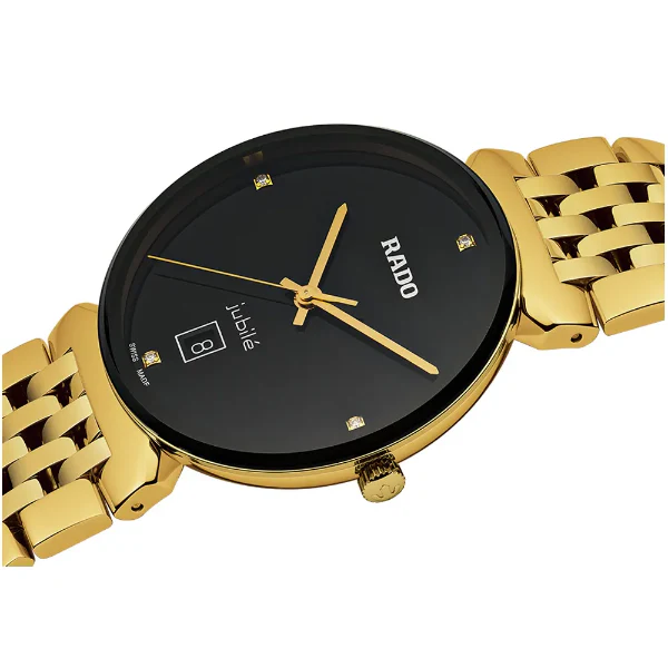 Rado Florence Diamonds Gold Stainless Steel Black Dial Quartz Unisex Watch- R48914703 - Image 2