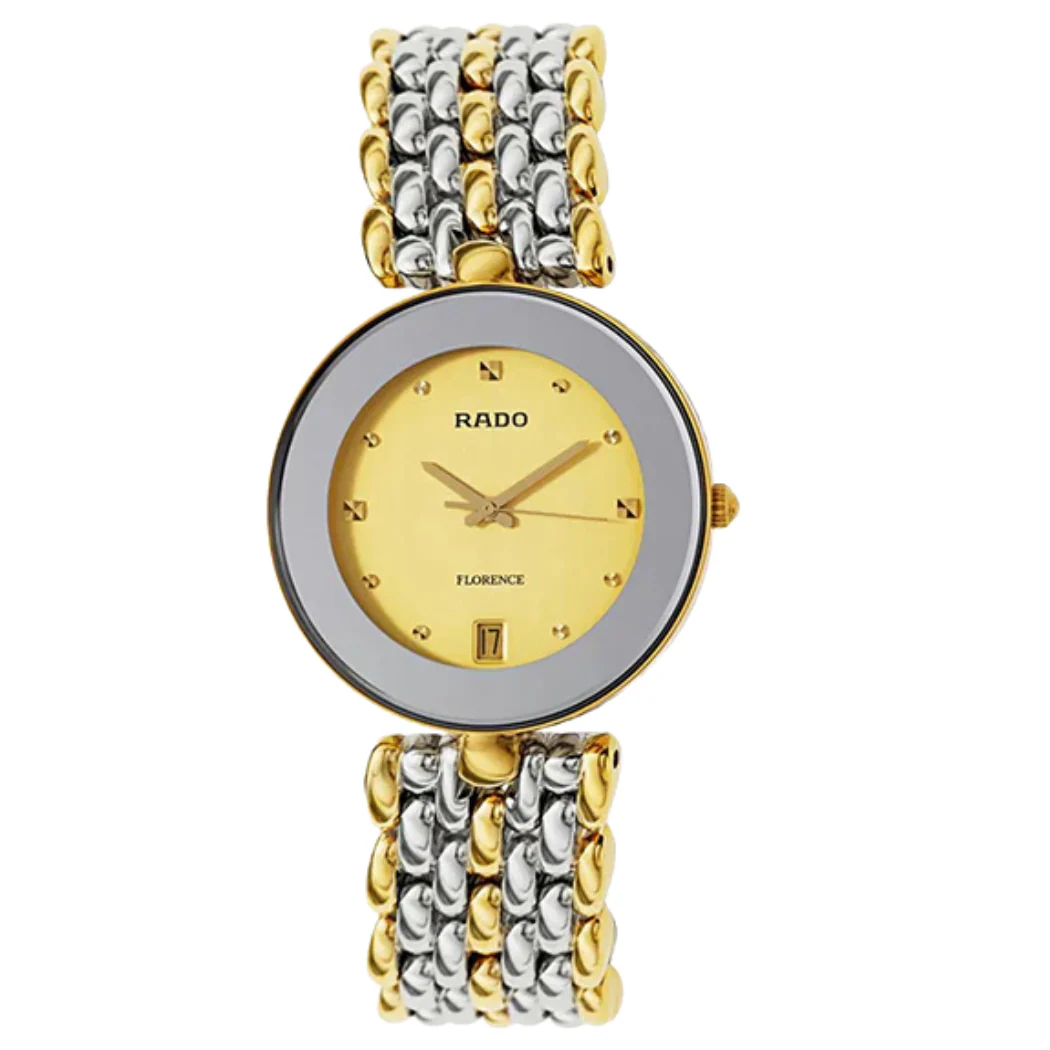 Rado Florence Two-tone Stainless Steel Gold Dial Quartz Watch for Gents - R48793253 - Image 2