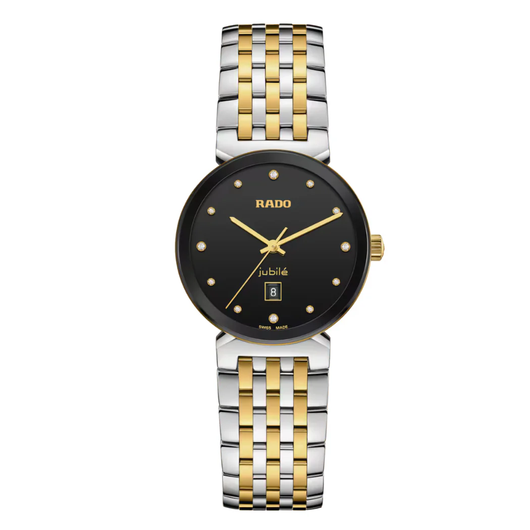 Rado Florence Two-tone Stainless Steel Black Dial Quartz Watch for Ladies - R48913743
