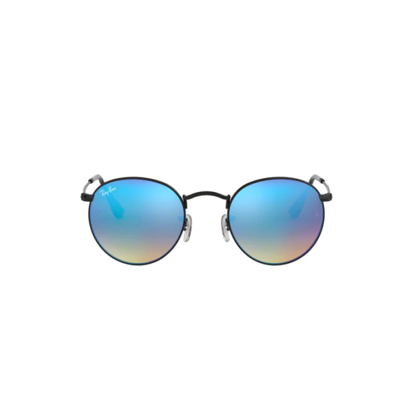 Ray-Ban Black Blue Mirror Round Metal Sunglasses – RB3447 002/40 (53-21-145)