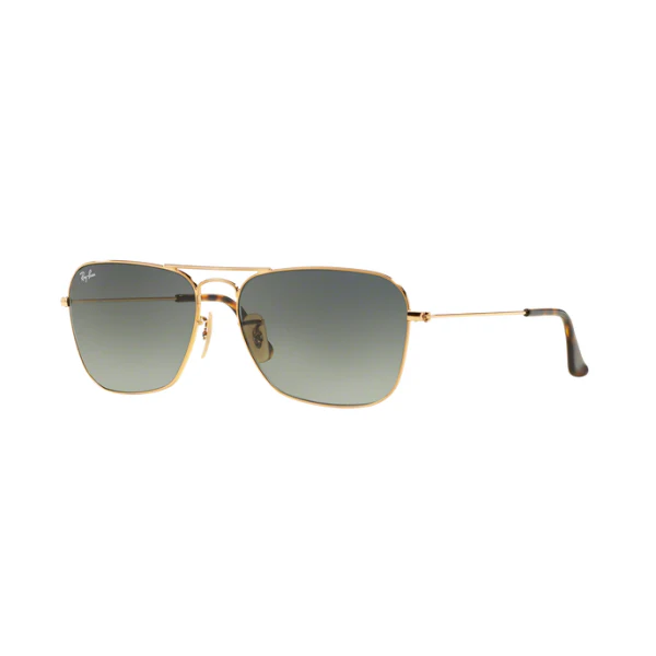 Ray-Ban Caravan Gold Green Classic Rectangular Sunglasses – RB3136 181/71 (58-15-140) - Image 2