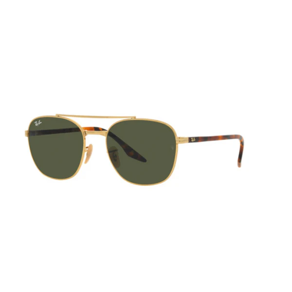 Ray-Ban Gold Green Classic Square Metal Sunglasses – RB3688 001/31 (55-19-145) - Image 2