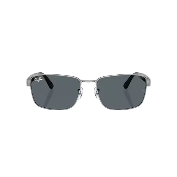 Ray-Ban Gunmetal Blue Classic Square Metal Sunglasses – RB3750 004/R5 (62-18-145)