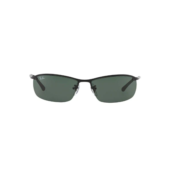 Ray-Ban Matte Black Green Rectangular Wrap Sunglasses – RB3183 006/71 (63-15-125)