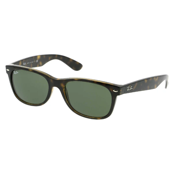 Ray‑Ban RB 2132 902L New Wayfarer Classic – Polished Tortoise Frame / G‑15 Crystal Green Lens – 55 mm
