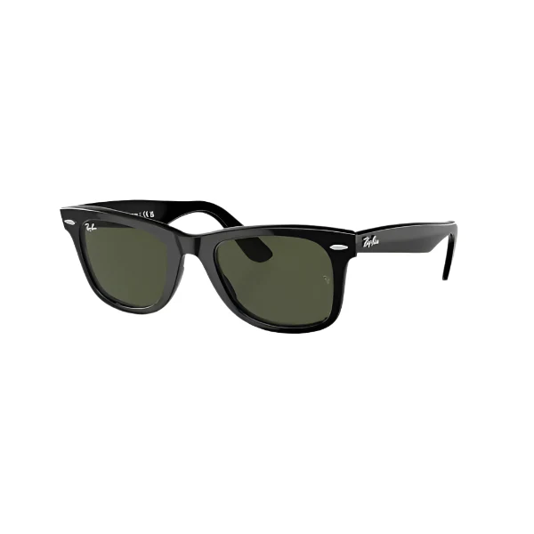 Ray‑Ban RB2140F 901 54‑18 Original Wayfarer Classic – Polished Black with Crystal Green Lenses - Image 2