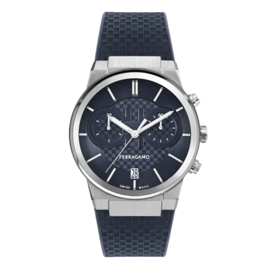 Salvatore Ferragamo Sapphire Blue Silicone Strap Blue Dial Chronograph Quartz Watch for Gents - ME00923