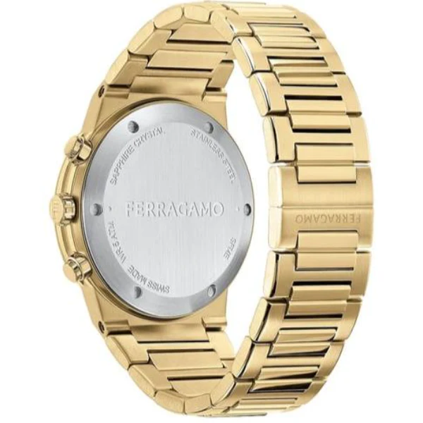 Salvatore Ferragamo Sapphire Gold Stainless Steel Black Dial Chronograph Quartz Watch for Gents - SFME01323 - Image 2