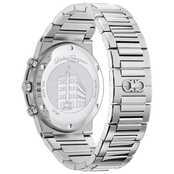 Salvatore Ferragamo Sapphire Silver Stainless Steel Black Dial Chronograph Quartz Watch for Gents - SFME00321 - Image 2