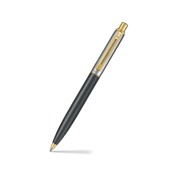 Sheaffer Sentinel Metal 334 Matte Black Barrel and Brushed Chrome Cap with Gold Trims Ballpoint Pen