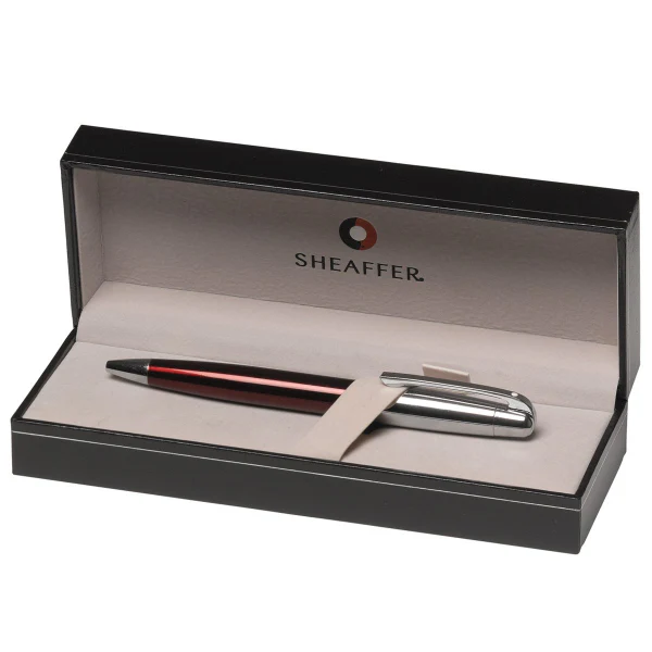 Sheaffer Translucent Red Barrel Bright Chrome Cap Ballpoint Pen - 9336 - Image 2