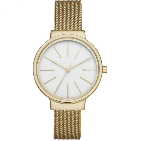Skagen Ancher Gold Mesh Bracelet White Dial Quartz Watch for Ladies - SKW2477