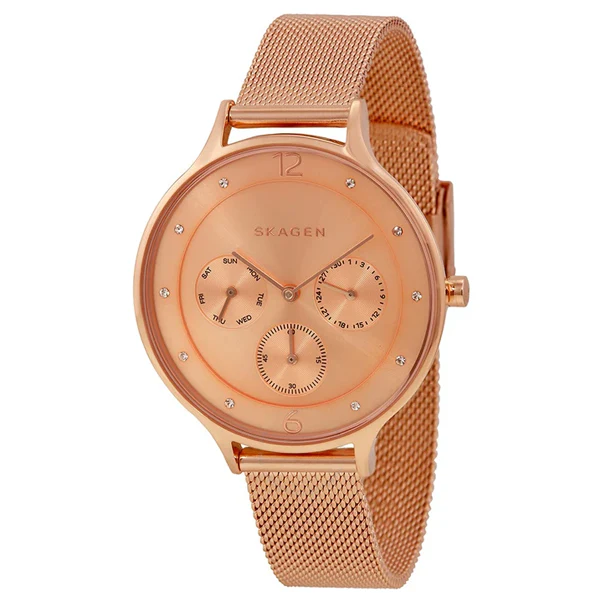 Skagen Anita Rose Gold Mesh Bracelet Rose Gold Dial Quartz Watch for Ladies - SKW2314