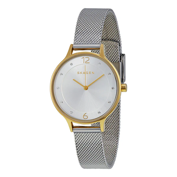 Skagen Anita Silver & Grey Mesh Bracelet Silver Dial Quartz Watch for Ladies- SKW-2340