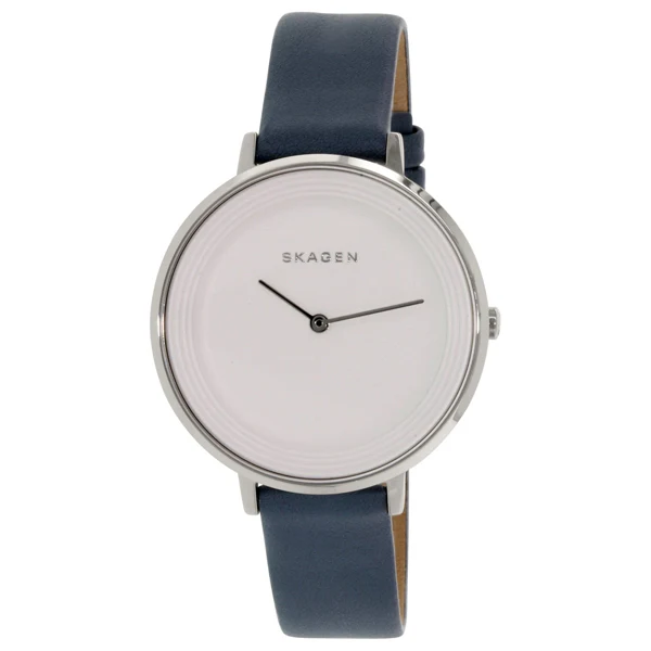 Skagen Ditte Blue Leather Strap White Dial Quartz Watch for Ladies - SKW2335