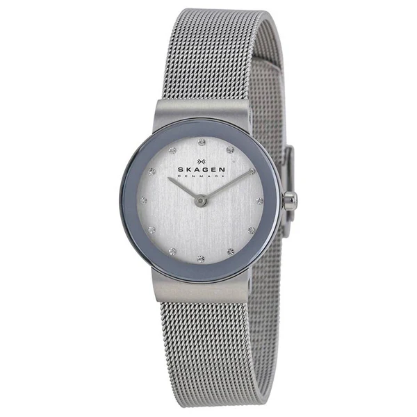Skagen Freja Silver Mesh Bracelet White Dial Quartz Watch for Ladies - SKW 358SSSD