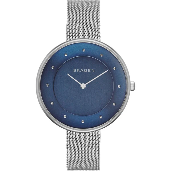 Skagen Gitte Silver Mesh Bracelet Blue Dial Quartz Watch for Ladies - SKW2293