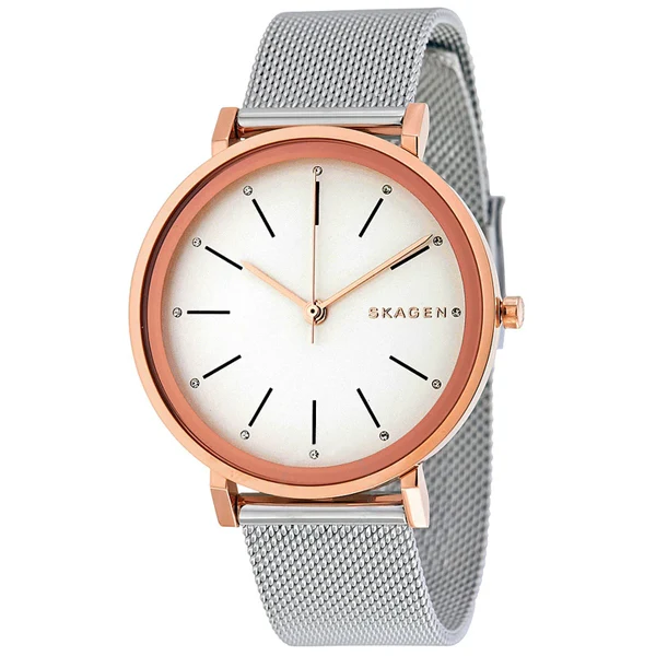Skagen Hald Silver Mesh Bracelet White Dial Quartz Watch for Ladies - SKW2506