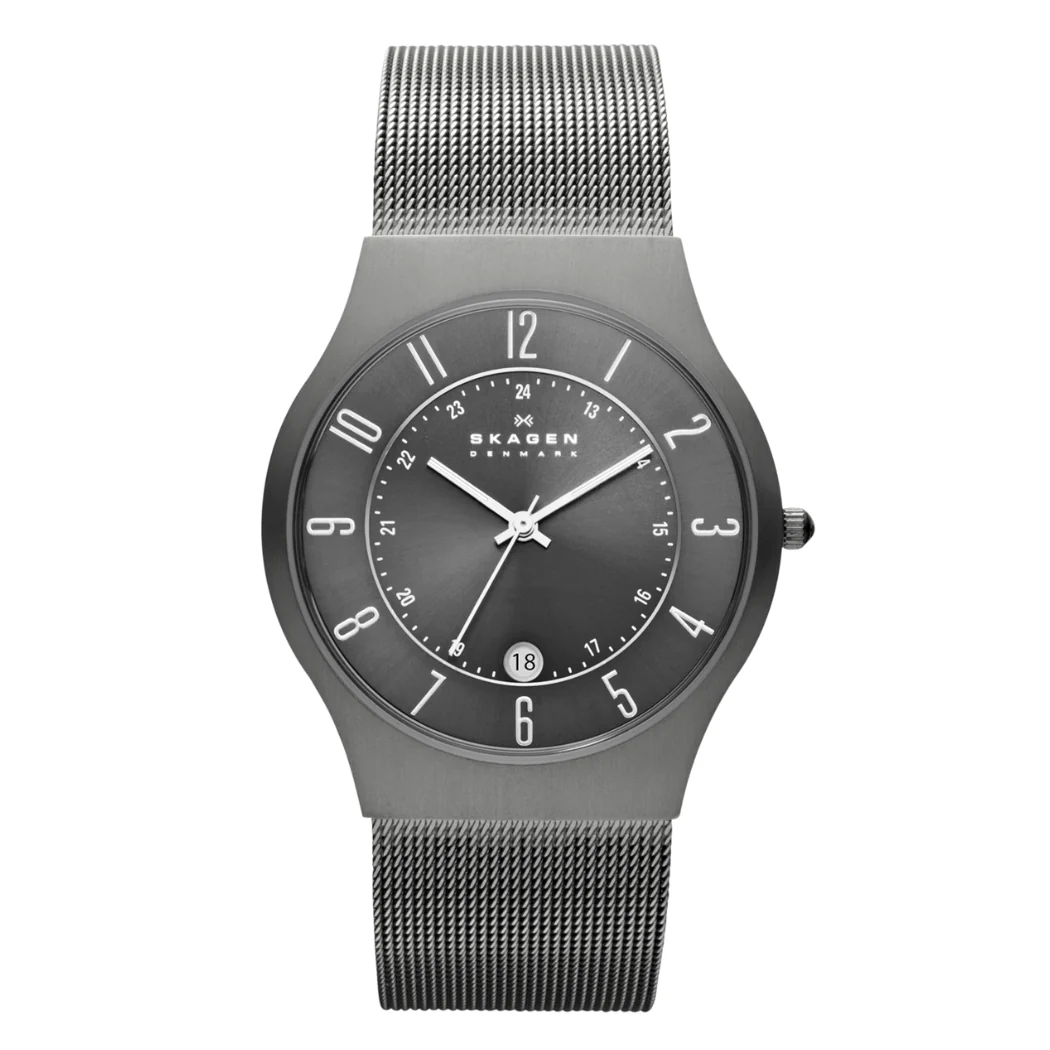 Skagen Titanium Charcoal Mesh Bracelet Charcoal Dial Quartz Watch for Gents - 233XLTTM