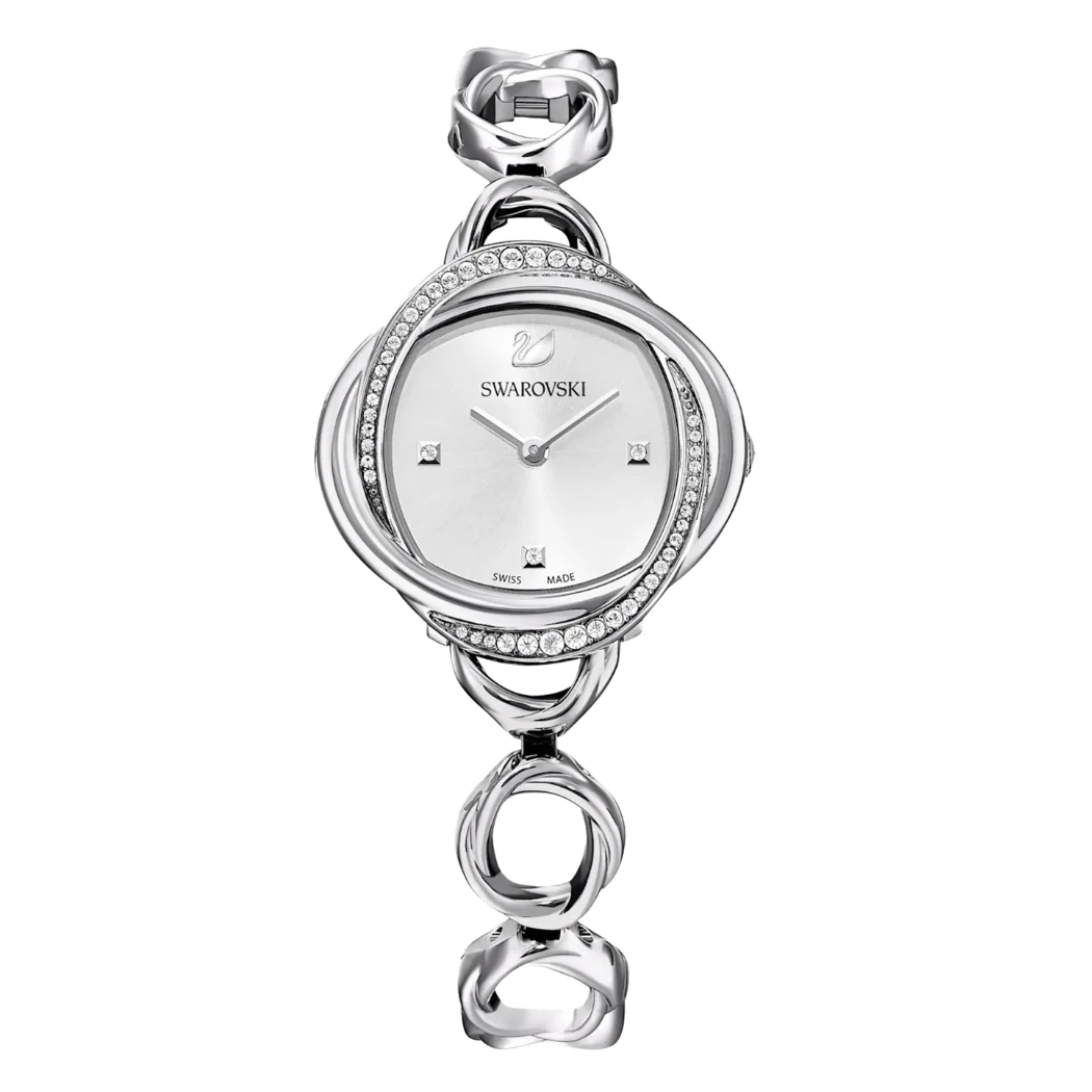 Swarovski Crystal Flower Silver Stainless Steel Silver Dial Quartz Watch for Ladies - 5547622