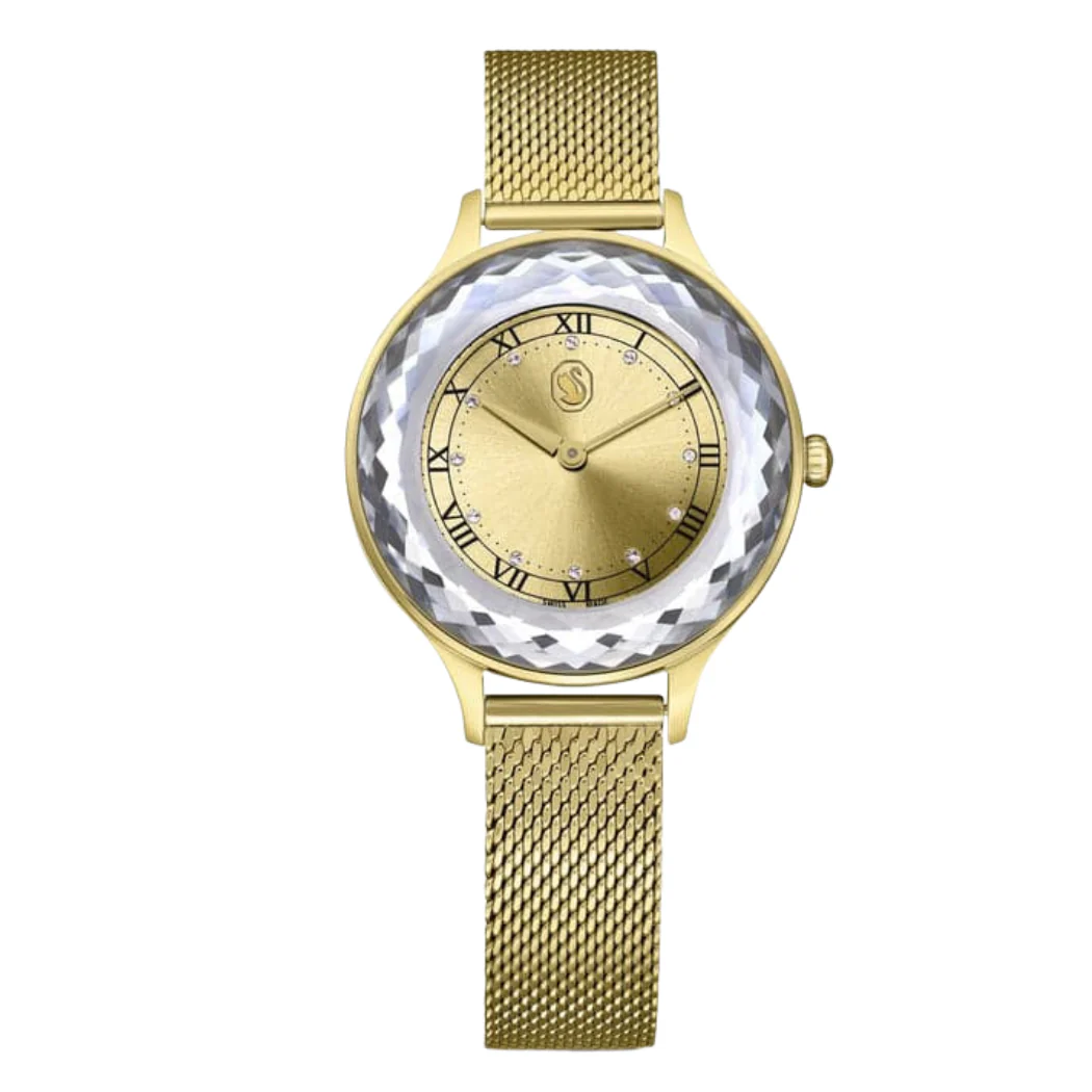 Swarovski Gold Mesh Bracelet Gold Dial Quartz Watch for Ladies - Swarovski 5649993