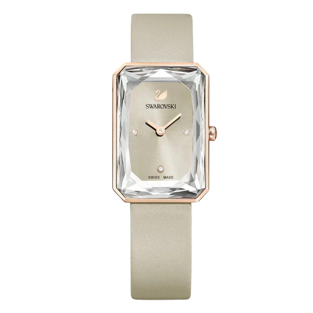 Swarovski Grey Leather Strap Grey Dial Quartz Watch for Ladies - Swarovski 5547716