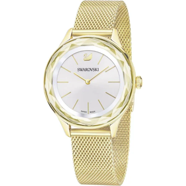 Swarovski Octea Nova Gold Mesh Bracelet White Dial Quartz Watch for Ladies - 5430417