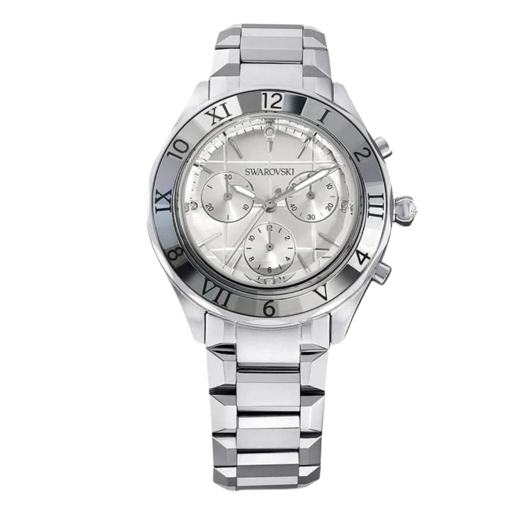 Swarovski Silver Stainless Steel Silver Dial Chronograph Quartz Watch for Ladies - Swarovski 5641297