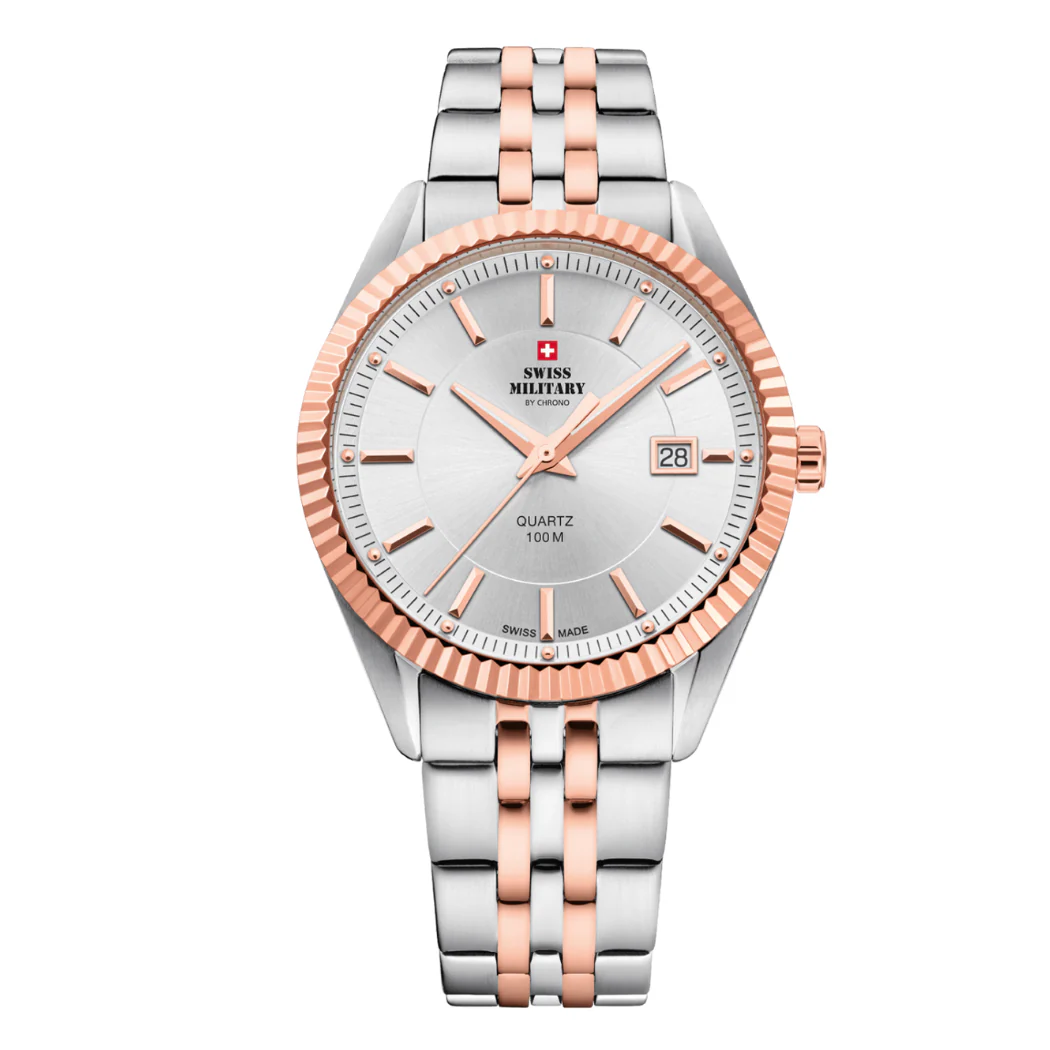 Swiss Military Silver Stainless Steel Silver Dial Quartz Watch for Gents - SM34065.07