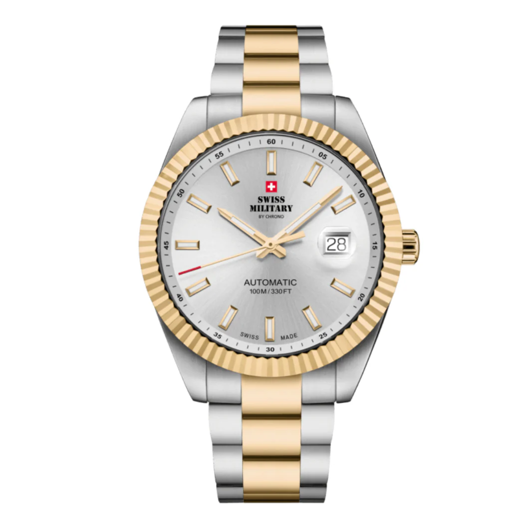Swiss Military Two-tone Stainless Steel Silver Dial Automatic Watch for Gents - SMA34110.06
