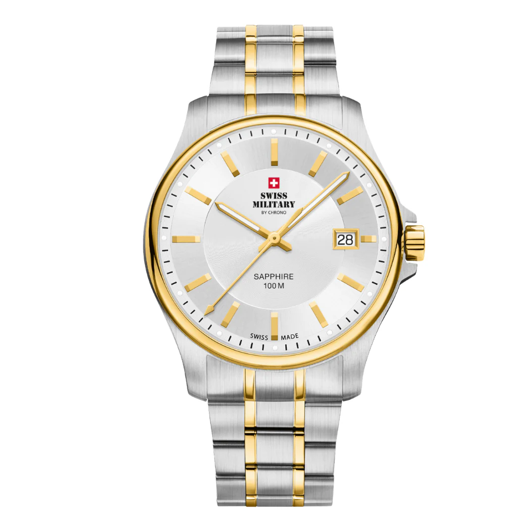Swiss Military Two-tone Stainless Steel Silver Dial Quartz Watch for Gents - SM30200.05