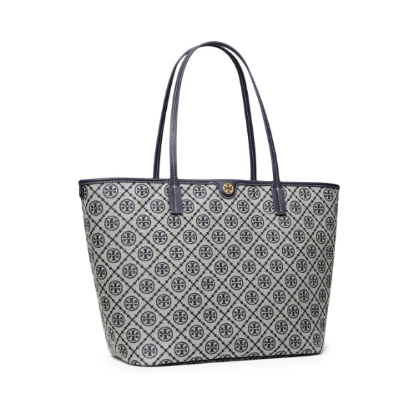 T Monogram Zip Tote Tory Navy - Stylish & Luxury Designer Tote Bag - Image 2
