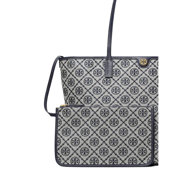T Monogram Zip Tote Tory Navy - Stylish & Luxury Designer Tote Bag - Image 3