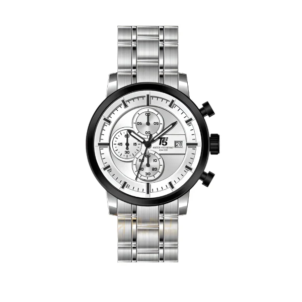 T5 Silver Stainless Steel Silver Dial Chronograph Quartz Watch for Gents - H3451G-A