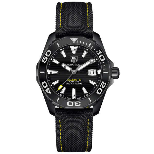 Tag Heuer Aquaracer Black Nylon Black Dial Quartz Watch for Gents - WAY218AFC6362